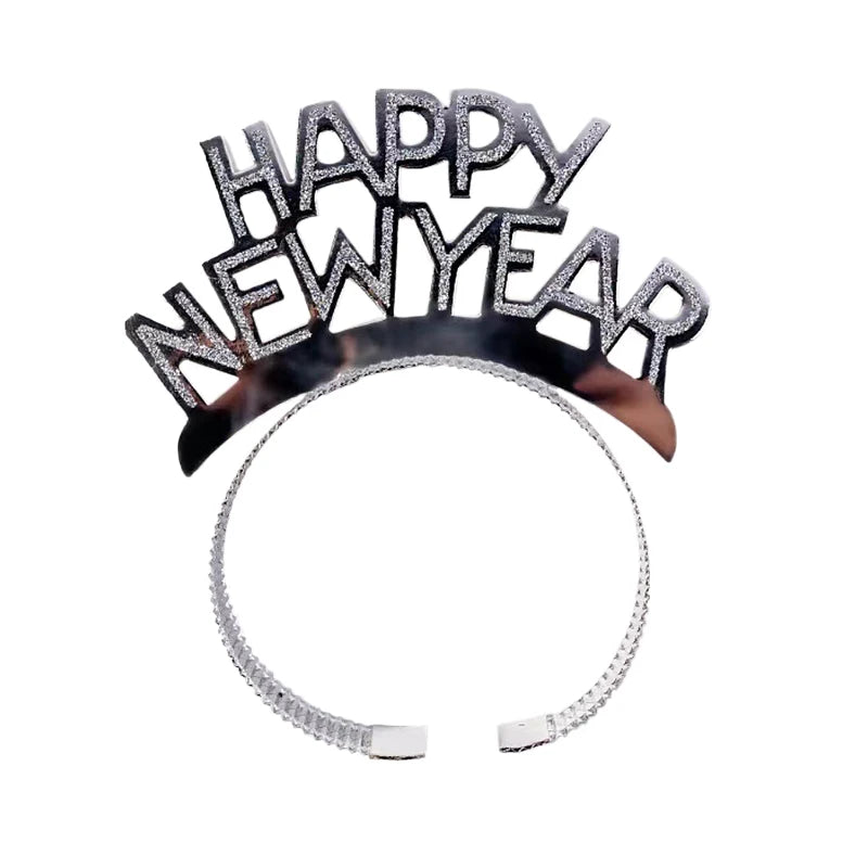 5Pcs Glitter Happy New Year Hair Hoop Headband Paper Sequin Letter Hairband Headwear for 2025 New Year Party Hair Accessories - Surpriseshopper.com