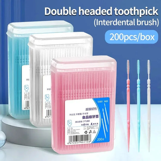 Toothpick Disposable Family Box Packed Portable Ultra Fine Pick Double Head High End Personality Creative Fruit Stick 200 Pieces