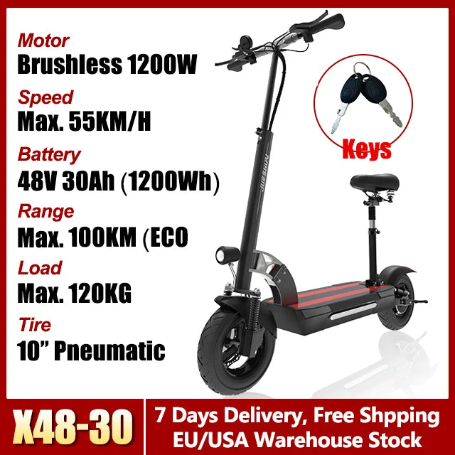 1200W-6000W Adult Electric Scooter 55-90km/h Fast E scooter X60 X48 X700 Dual Drive Foldable Skateboard with Seat 2 wheels Moped