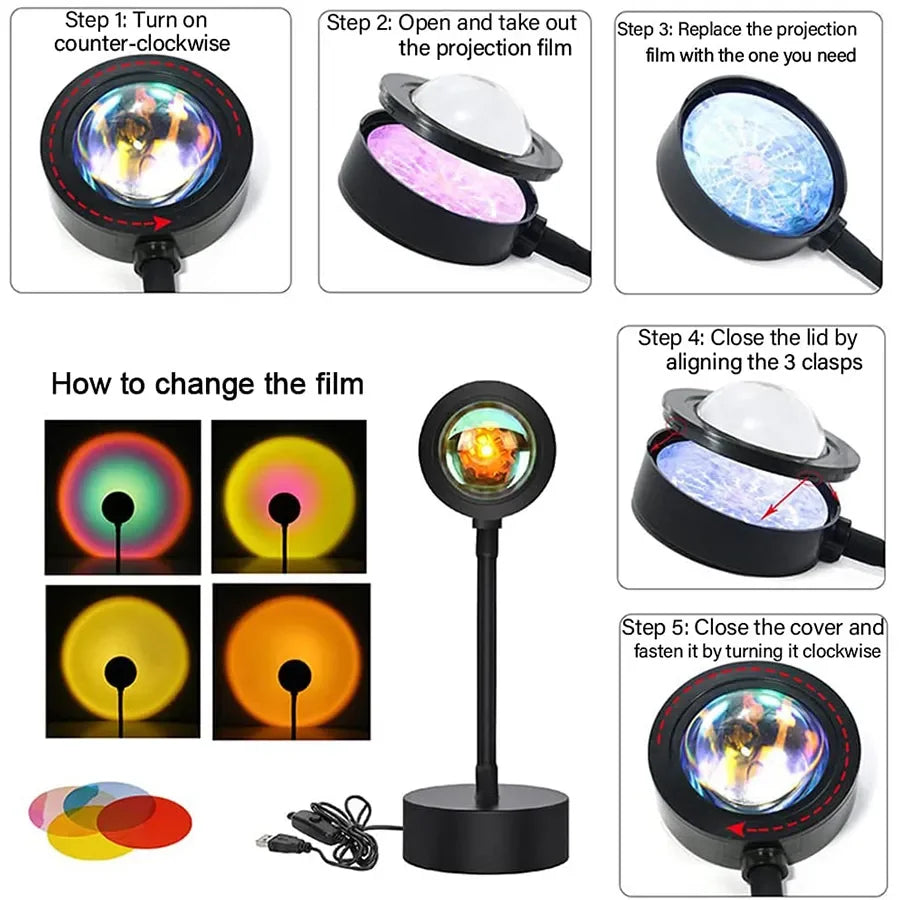 CosmicGlow: Tuya Smart RGB Sunset Projector Lamp