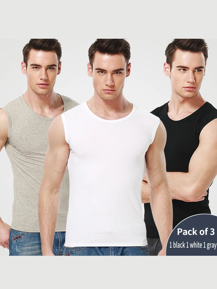 1/3 Piece Men's Tight Sleeveless Cotton Vest With Background Color For Comfortable Exercise And fitness Sleeveless T-shirt With