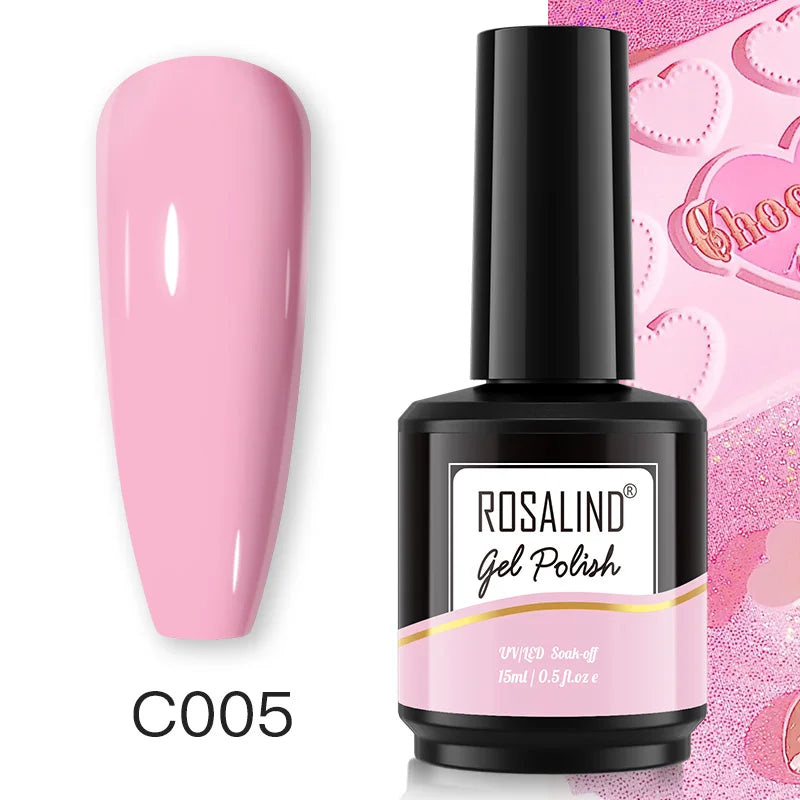 ROSALIND 15ML Pure Colors Nail Polish For Art Manciure Design Gel Nail Base Top Coat Semi Permanent Soak Off UV Gel Nail Varnish - Surpriseshopper.com