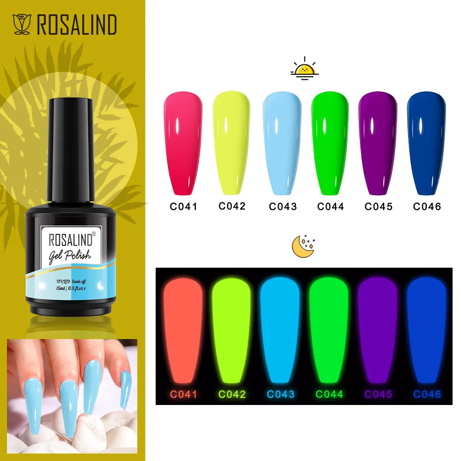 ROSALIND 15ML Pure Colors Nail Polish For Art Manciure Design Gel Nail Base Top Coat Semi Permanent Soak Off UV Gel Nail Varnish - Surpriseshopper.com