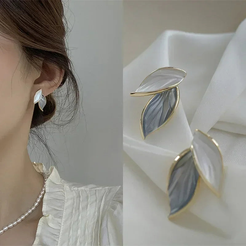 LATS: Trendy Grey Leaf Stud Earrings – A Must-Have Fashion Accessory for 2025