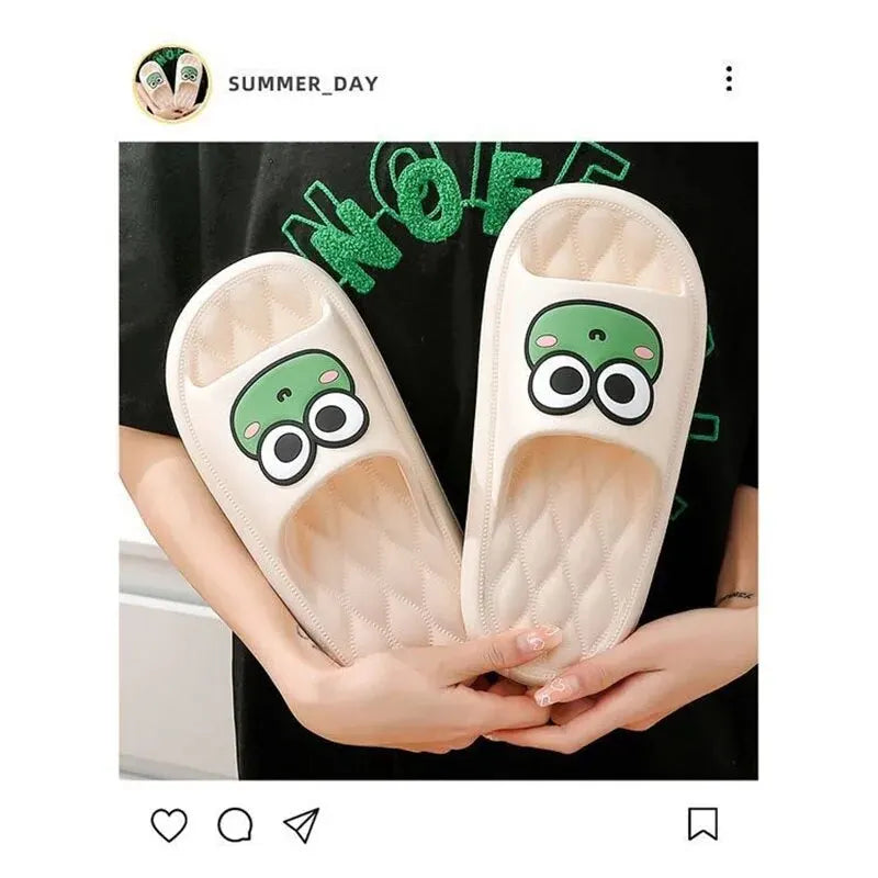 Summer Beach Slides Bathroom Anti Slip Slipper Non-Slip Home Flip Flops Cartoon Frog Soft Sandals - Surpriseshopper.com