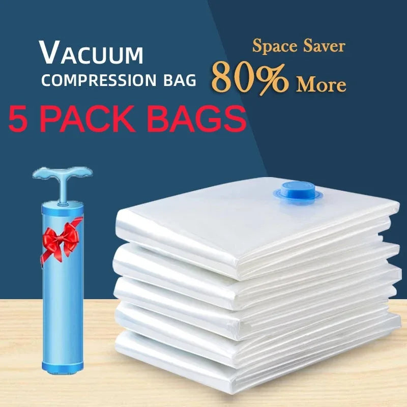 Vacuum Clothing Storage Bags Vacuum Packet Vacuum Sealer Bags for Clothes Travel Compression Bag Pack Organizer with Hand Pump