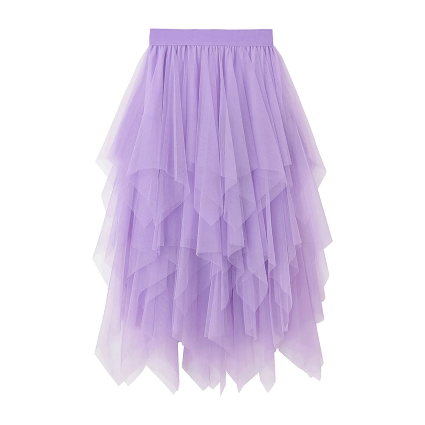 Lady s Fashionable Sexy Solid Color Mesh Skirt Irregular Elastic Tulle Bubble Skirt Daily Life and Vacation Surpriseshopper.com