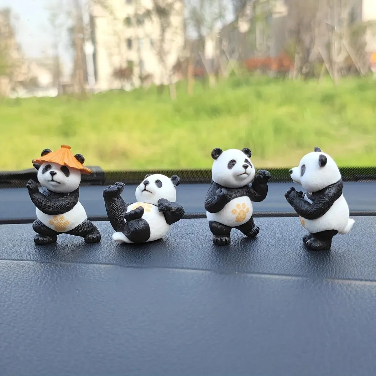 PandaPal: Adorable 4-Piece Panda Car Ornament Set – Bring Joy to Your Ride!