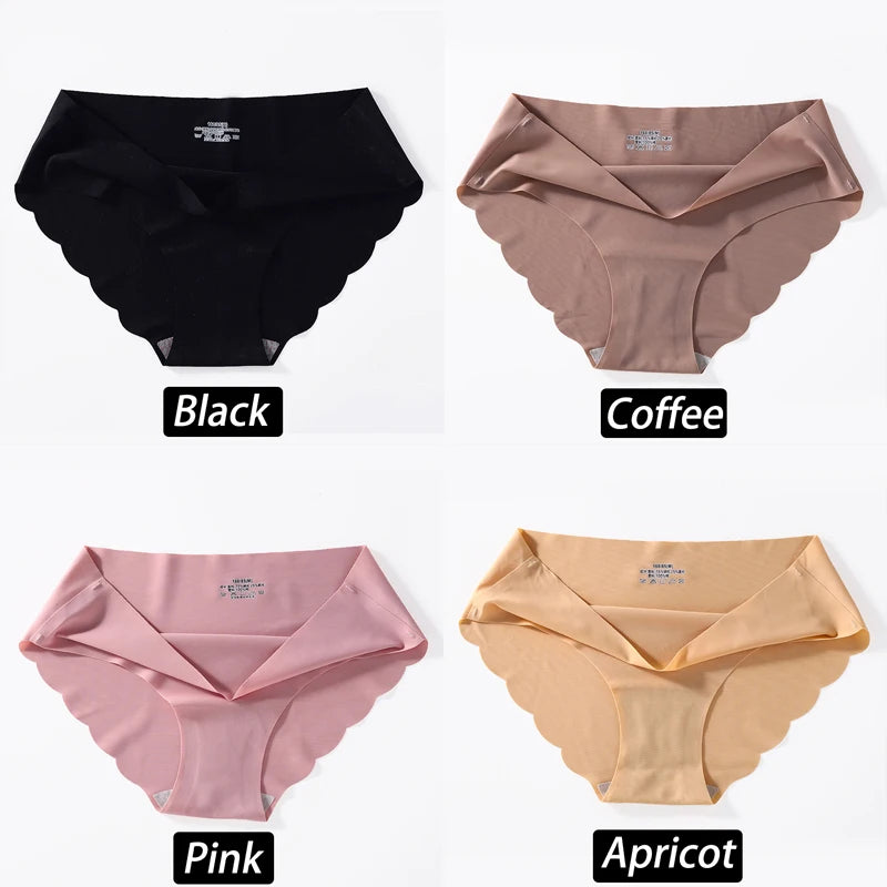 4PCS/Set Seamless Silk Briefs Sexy Panties For Women