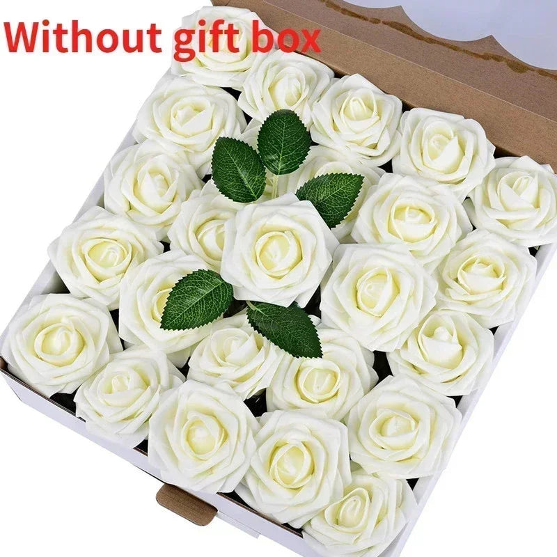 10/25/50Pcs Artificial Rose Flowers Foam Fake Flowers Roses for DIY Wedding Bouquets Party Home Decor Garden Decoration