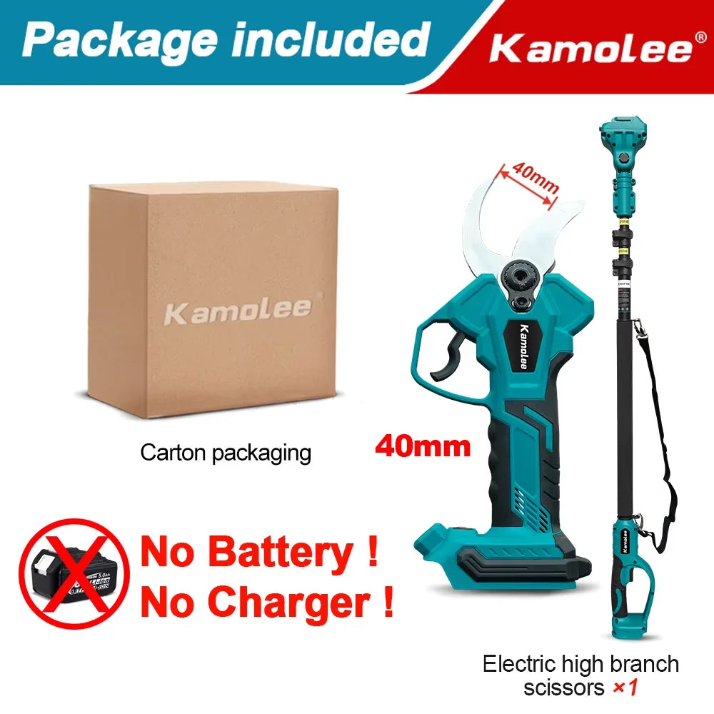 Kamolee Brushless Cordless 50mm Electric scissors,6+8 inch Electric high branch saw,with 2.5-meter extension and telescopic rod