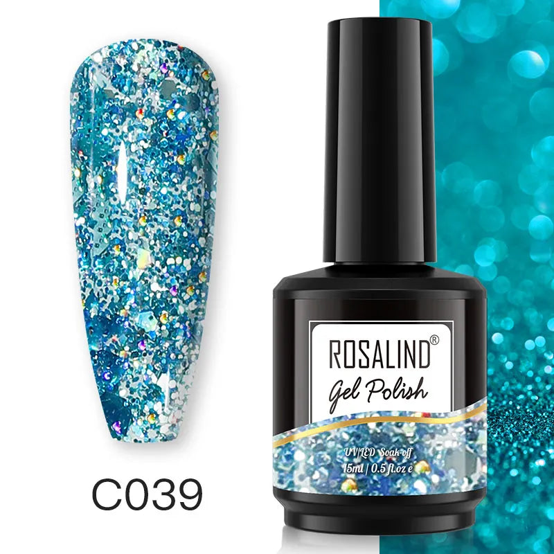 ROSALIND 15ML Pure Colors Nail Polish For Art Manciure Design Gel Nail Base Top Coat Semi Permanent Soak Off UV Gel Nail Varnish - Surpriseshopper.com