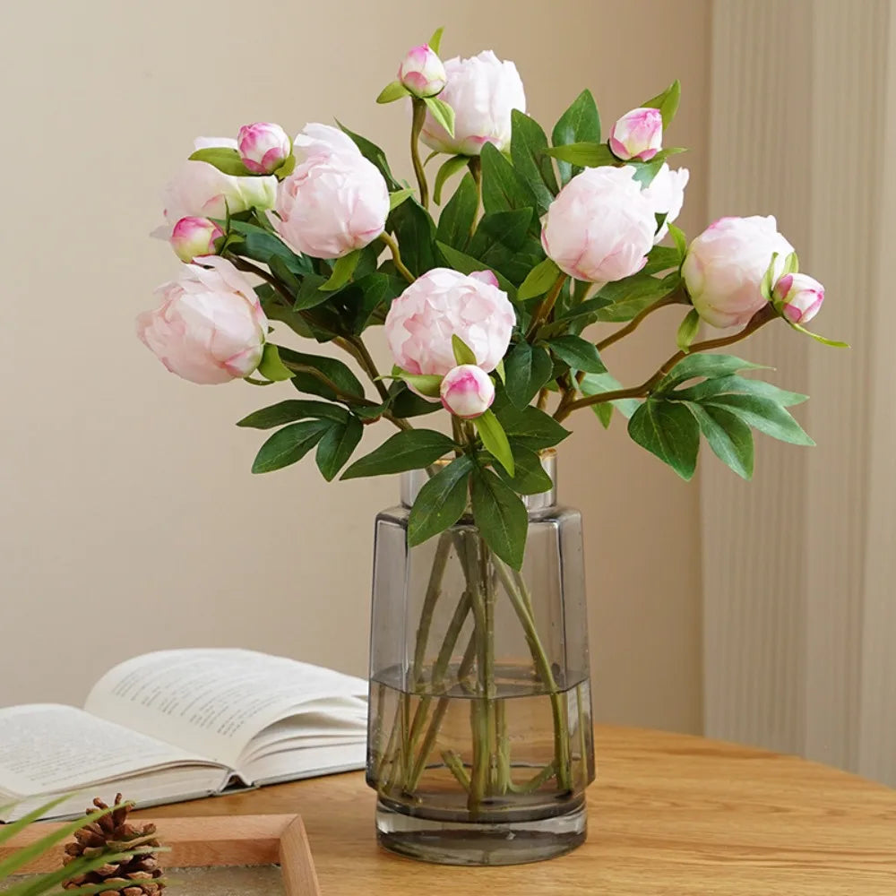 European-Style 2 Head Simulated Peony Mini Artificial Fake Flower Retro Small Peony Silk Flower Art Arrangement Home Party Decor