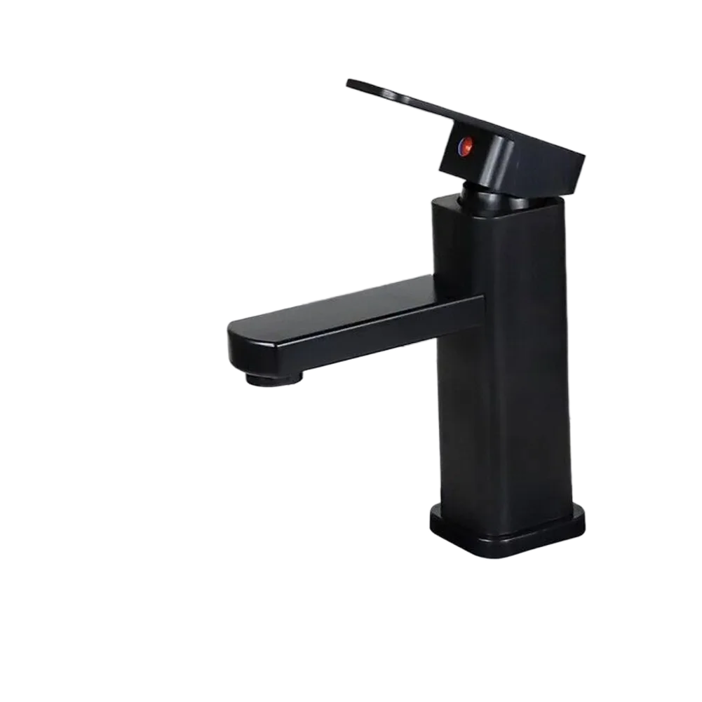 Bathroom Faucet Hot&Cold Mixer Tap Deck Mounted Bathroom Basin Faucets Black Square Washbasin Sink Bathtub Faucet