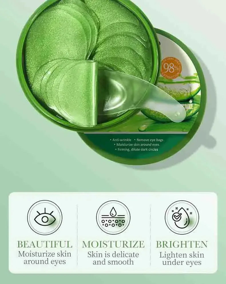 60pcs Aloe Vera Collagen Eye Mask Anti Dark Circles Eyes Bags Moisturizing Anti-Wrinkles Eye Patches Eyes Skin Care Products - Surpriseshopper.com