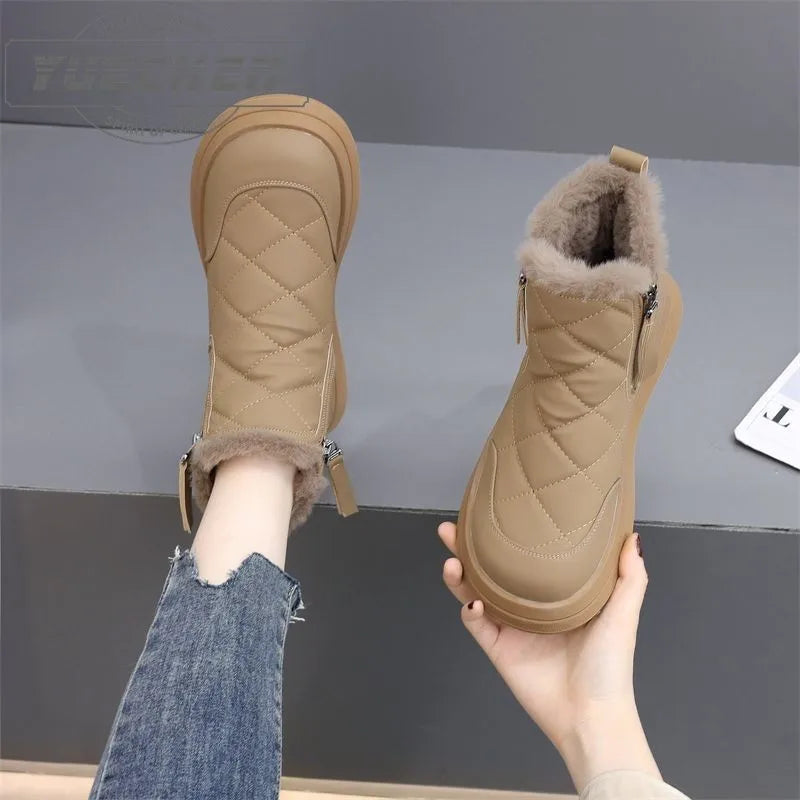 Women'S Winter Snow Boots And Velvet Padded Women'S Cotton Shoes Waterproof And Non-Slip Warm Boots.