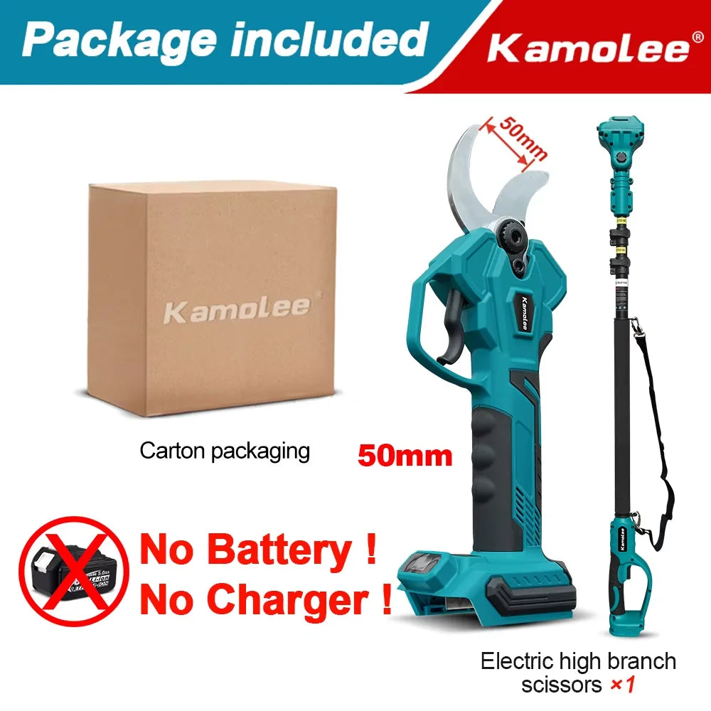 Kamolee Brushless Cordless 50mm Electric scissors,6+8 inch Electric high branch saw,with 2.5-meter extension and telescopic rod