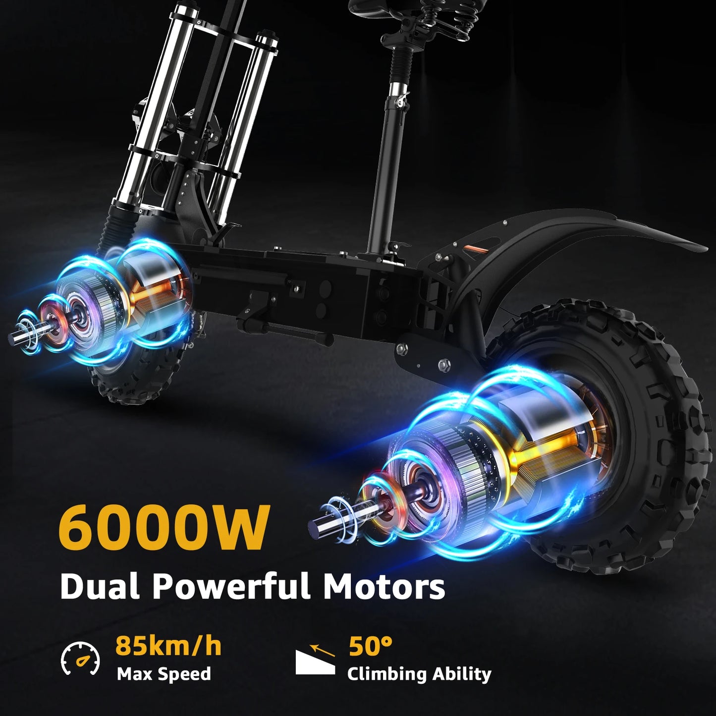 48-72V Electric Scooter for Adults 90KM/H 10-11''Tubeless Off Road Tire Hydraulic / SpringSuspension Foldable Escooter with Seat