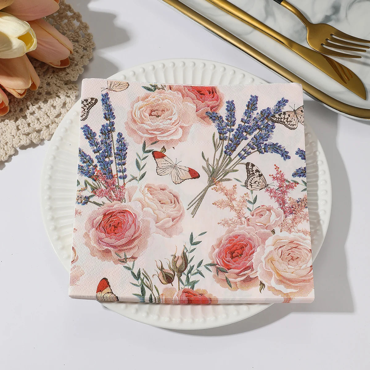 Ins Style Flower Paper Napkins Table Decorations Art Decoupage Napkin Disposable Birthday Party Serviettes