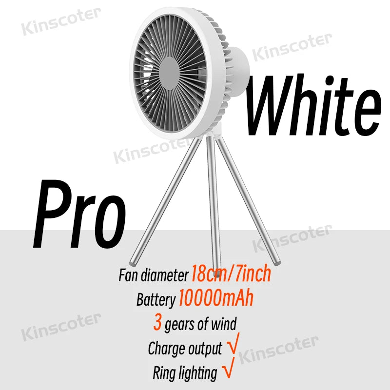 10000mAh 4000mAh CampCool: Ultimate 4-in-1 Portable Camping Fan – Your Outdoor Essential