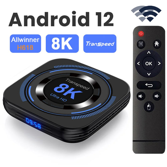 Transpeed Android 12 TV BOX Allwinner H618 Dual Wifi 32G64G Quad Core Cortex A53 Support 8K 4K BT Voice Media player Set top box - Surpriseshopper.com