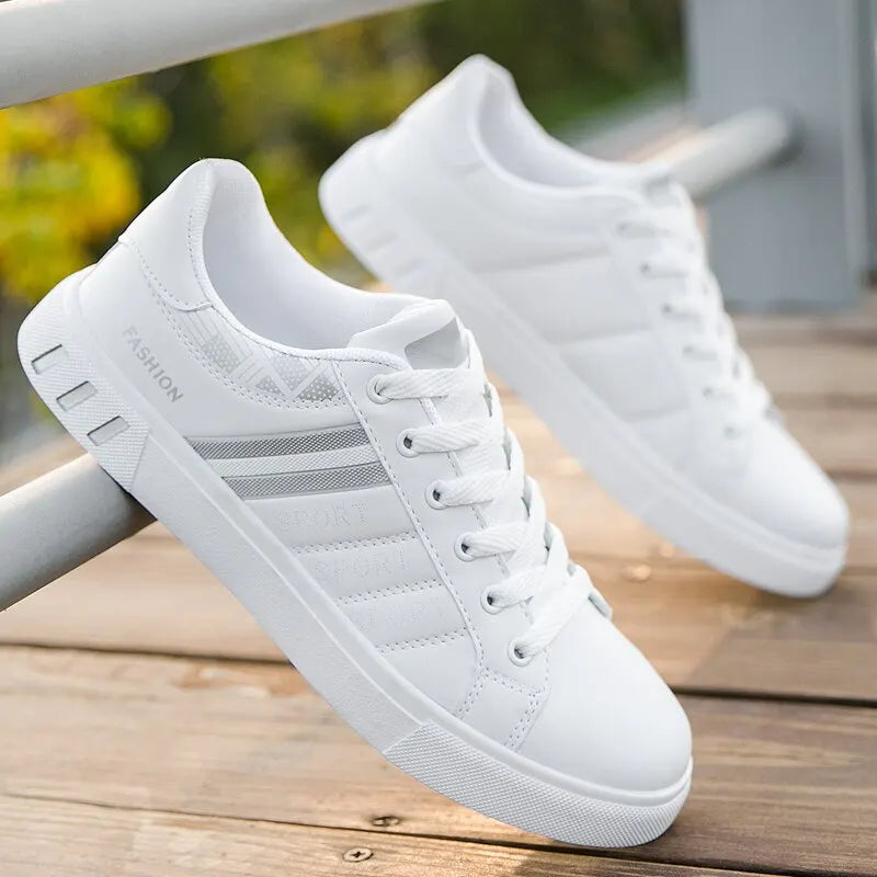 2024 Mens Casual Sneakers New Fashion Lace-up White Shoes Student Comfort Sports Plus Size Vulcanized Shoes Zapatillas De Hombre