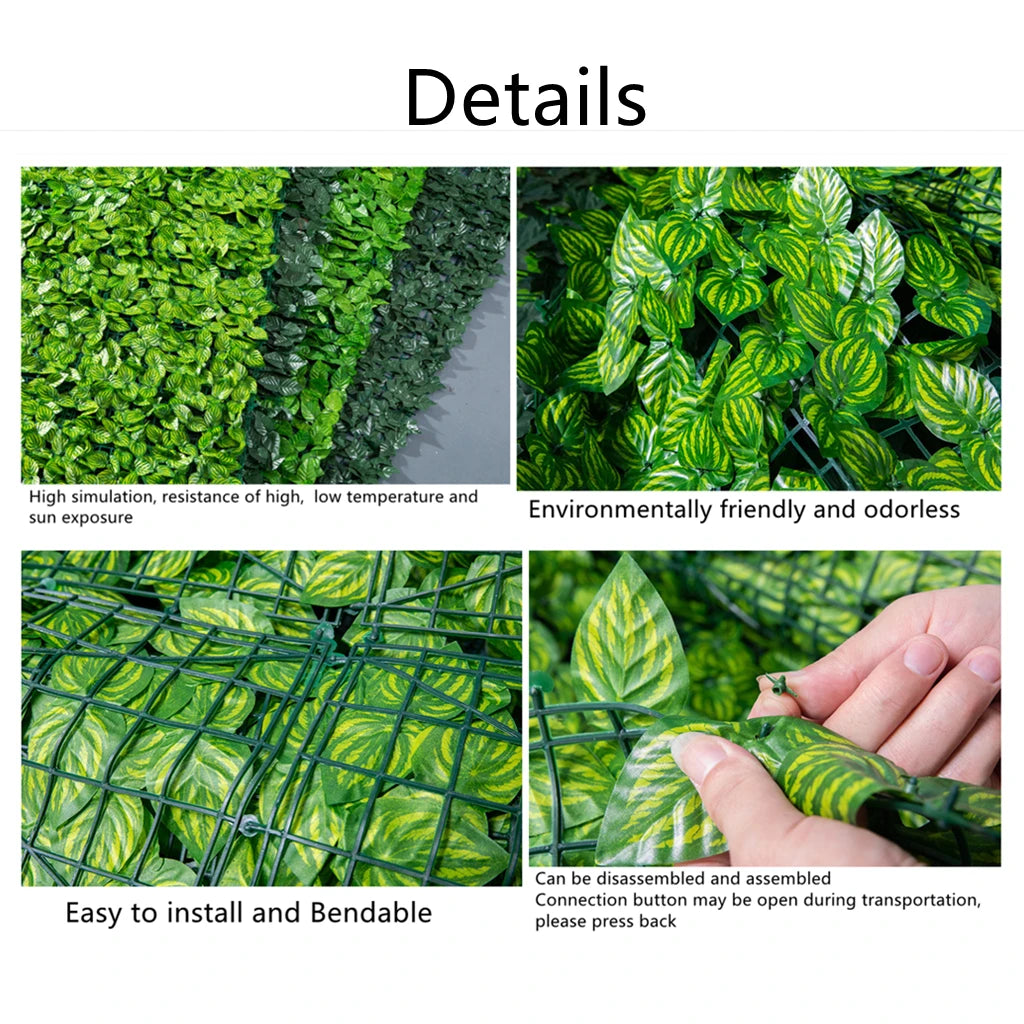 Artificial Leaf Fence Panels 4/3/2/1m Long  Faux Ivy Hedge Fake Leaves Privacy Fence  Garden Fence Balcony Terrace Patio Screen