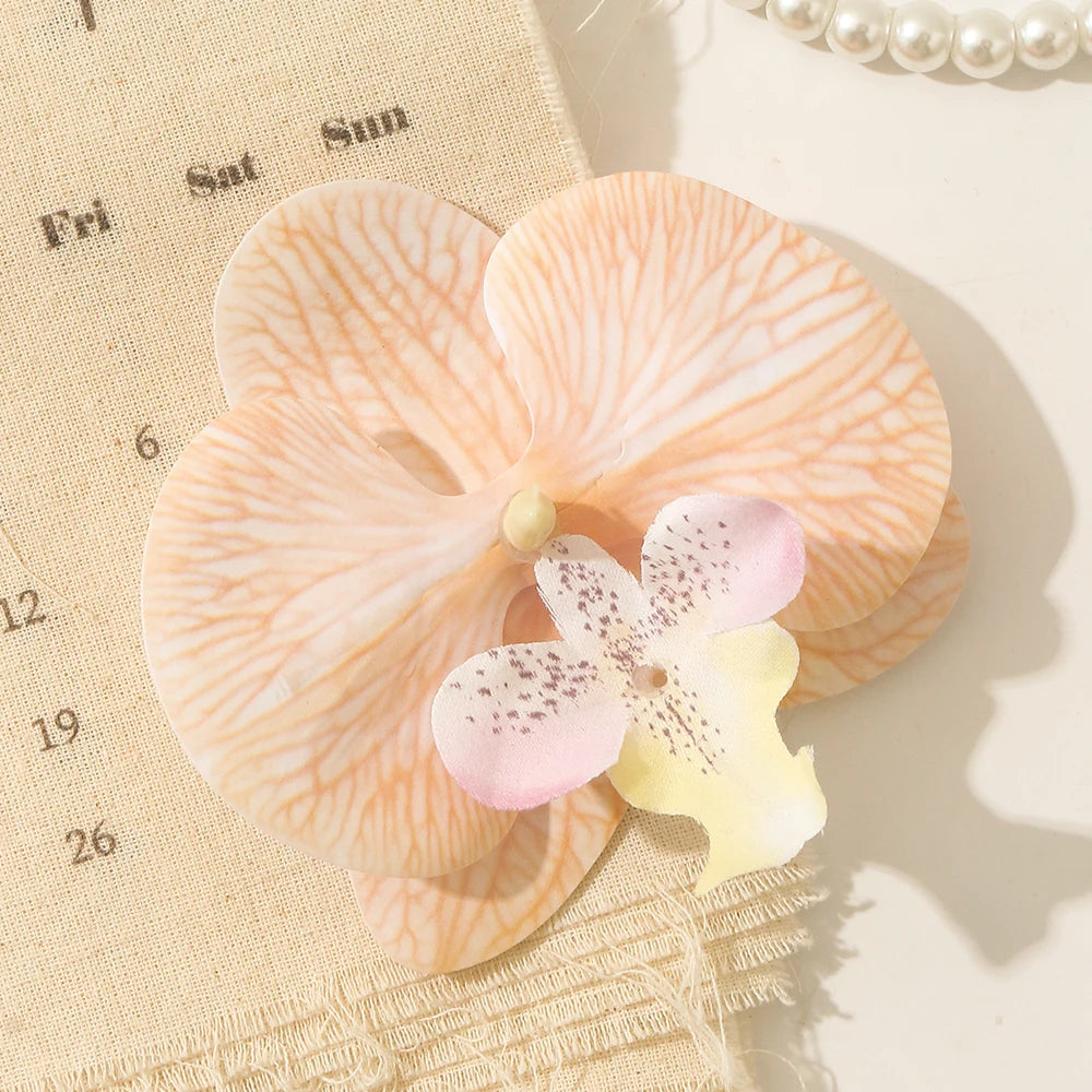 5/10pcs Phalaenopsis Artificial Butterfly Orchid 9.5CM Fake Flowers Heads Wedding Decoration for Home Room Decor Gift Accessory