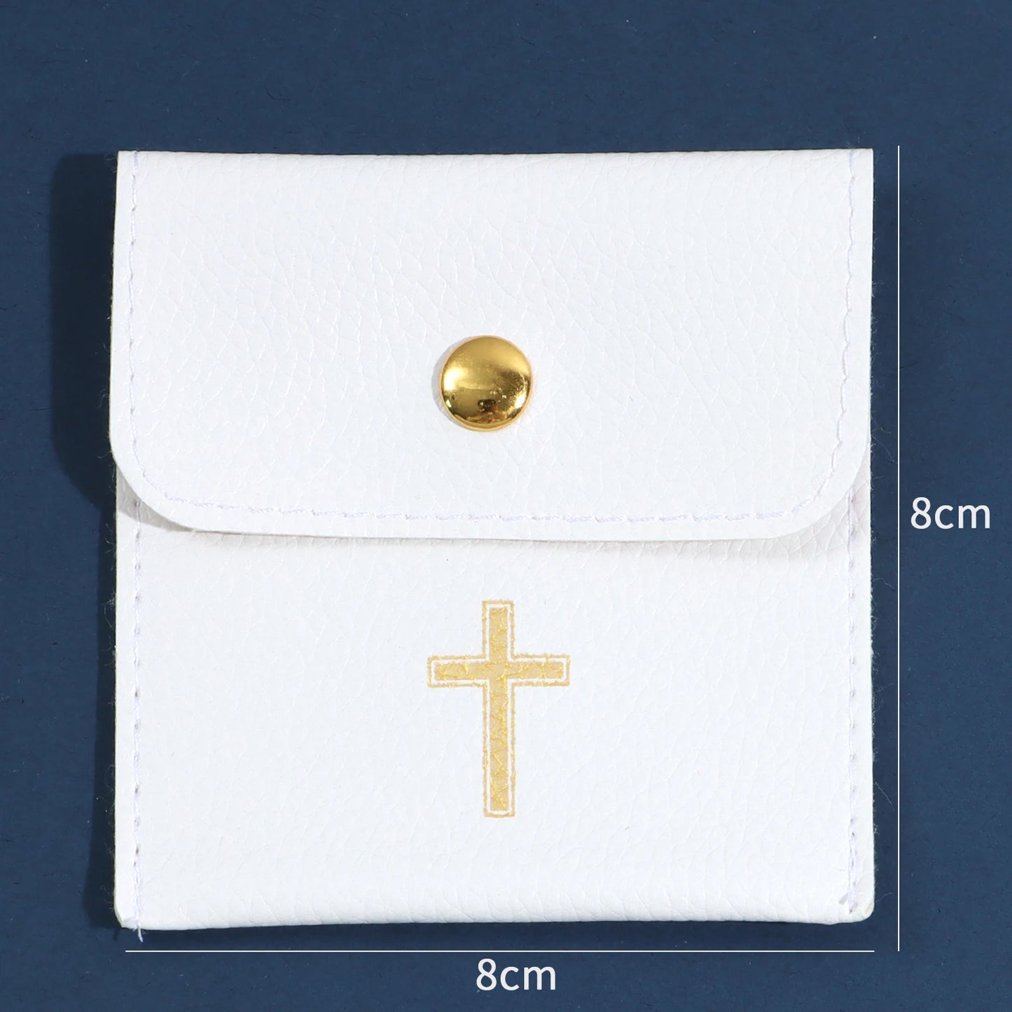 1/10Pcs Rosary Pouch with Gold Cross Imprint Design Beautiful Leather Case, Leather Jewelry Travel Bag Leather Jewelry Pouch