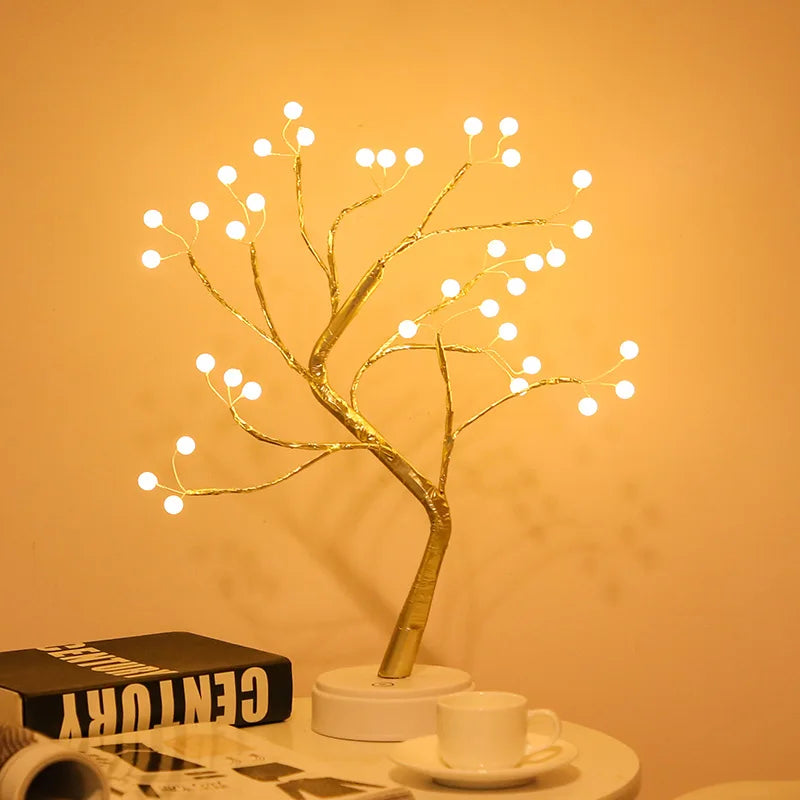 LED Rose Leaf Table Lamp USB Christmas Tree Fairy Light Night Lights Home DIY Party Wedding Bedroom Decoration Mother's Day Gift