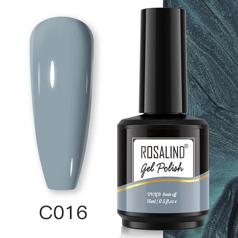 ROSALIND 15ML Pure Colors Nail Polish For Art Manciure Design Gel Nail Base Top Coat Semi Permanent Soak Off UV Gel Nail Varnish - Surpriseshopper.com