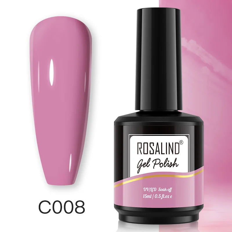 ROSALIND 15ML Pure Colors Nail Polish For Art Manciure Design Gel Nail Base Top Coat Semi Permanent Soak Off UV Gel Nail Varnish - Surpriseshopper.com