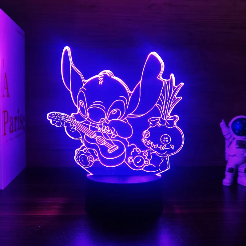 3D Illusion Stitch Night Light with Remote Control and Smart Touch Room Decor Lamp Birthday Valentine's Day Christmas Gifts