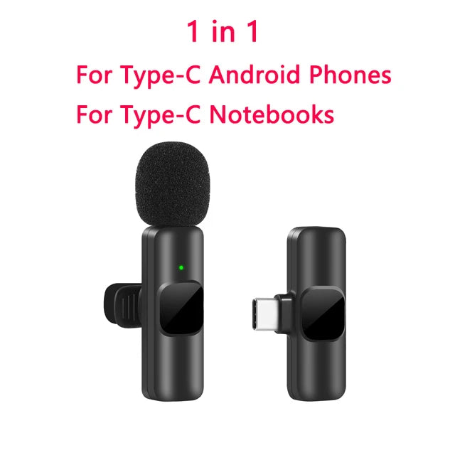 New Wireless Lavalier Microphone Portable Audio Video Recording Mini Mic for iPhone Android Live Broadcast Gaming Phone Mic - Surpriseshopper.com