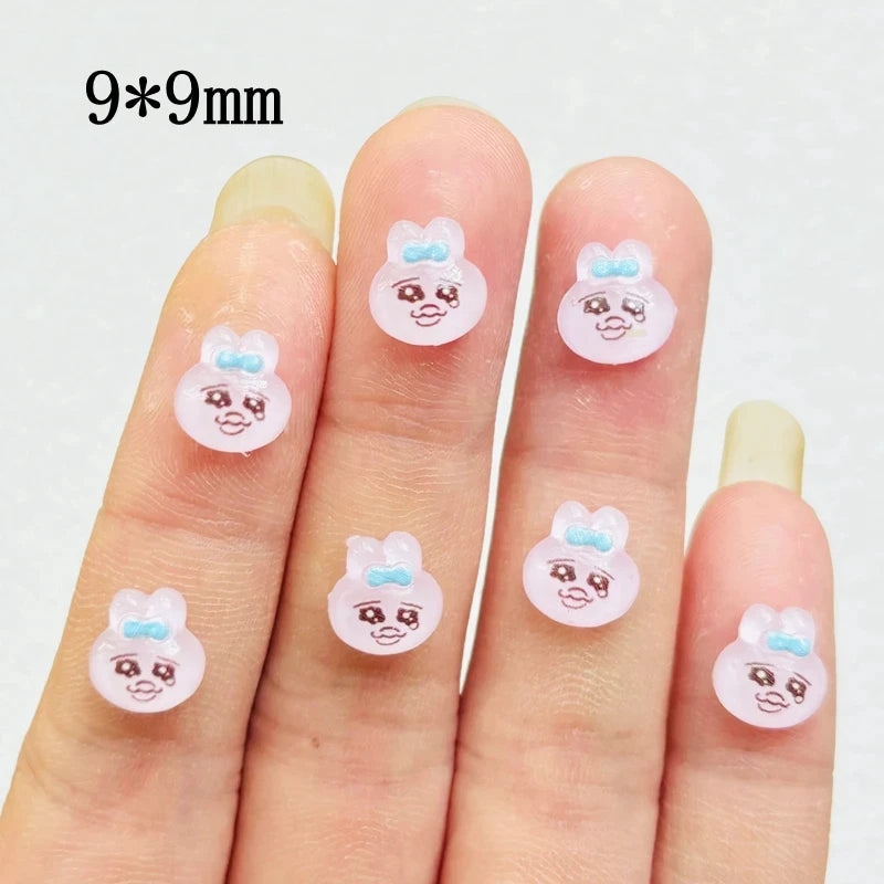 50 Pcs New Cute Resin Mini Cartoon Sadness Rabbit,Dog Series Flat Back Manicure Parts Embellishments For Hair Bows