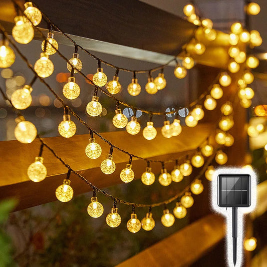 Solar Bubble Balls Lamp String Lights Outdoor Water Drops Outdoor Waterproof Orb Christmas Lights Patio Holiday Party - Surpriseshopper.com