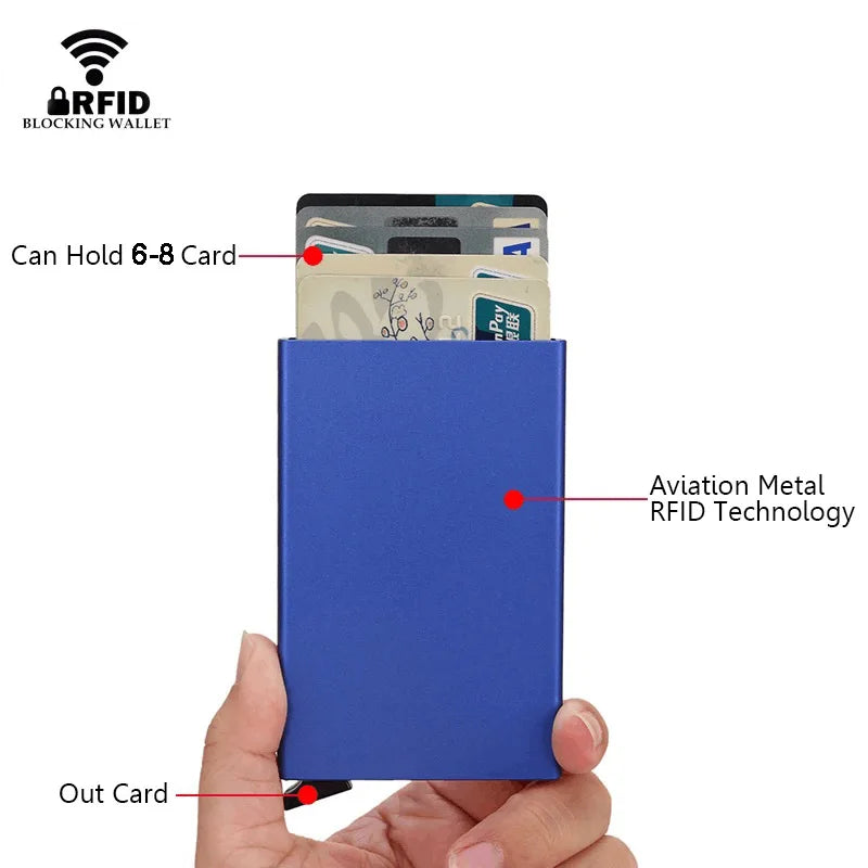 Rfid Smart Wallet Card Holder Metal Thin Slim Men Women Wallets Pop Up Minimalist Wallet Small Black Purse Vallet Walets for Men