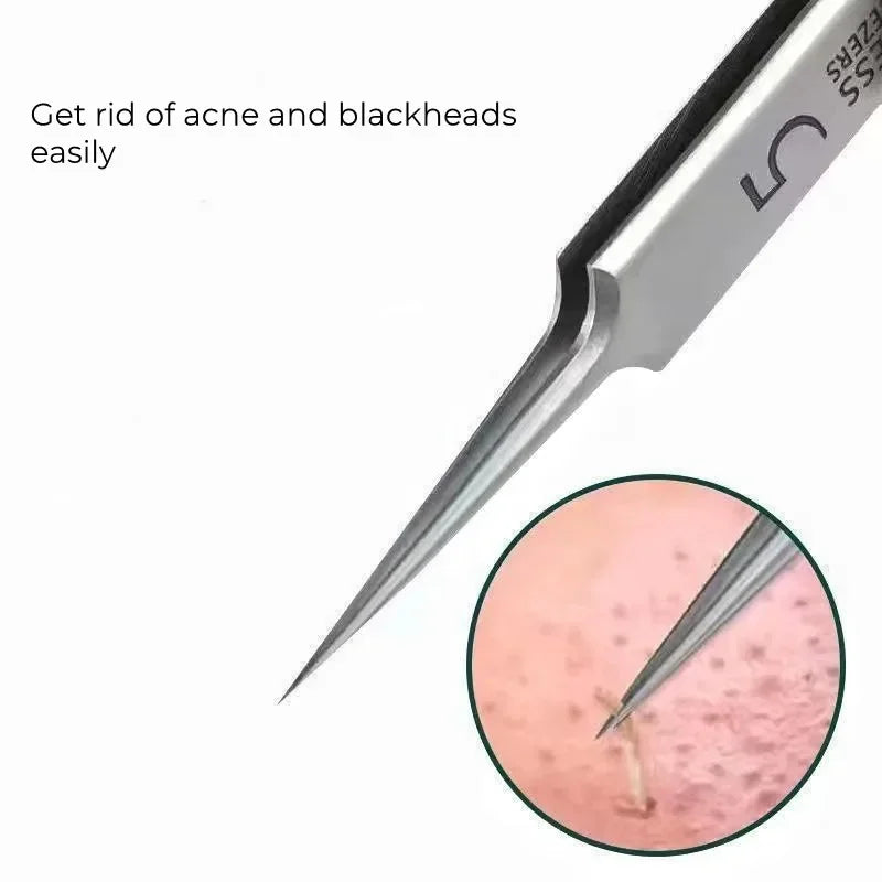 German Ultra-fine No. 5 Cell Pimples Blackhead Clip Tweezers Beauty Salon Special Scraping & Closing Artifact Acne Needle Tools