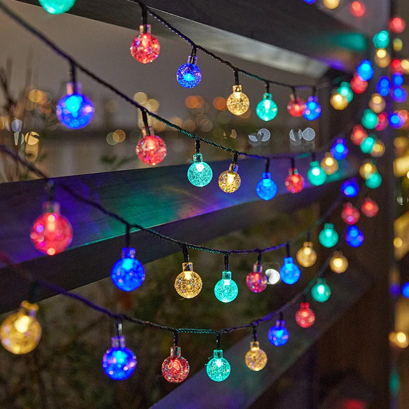 Solar Bubble Balls Lamp String Lights Outdoor Water Drops Outdoor Waterproof Orb Christmas Lights Patio Holiday Party - Surpriseshopper.com