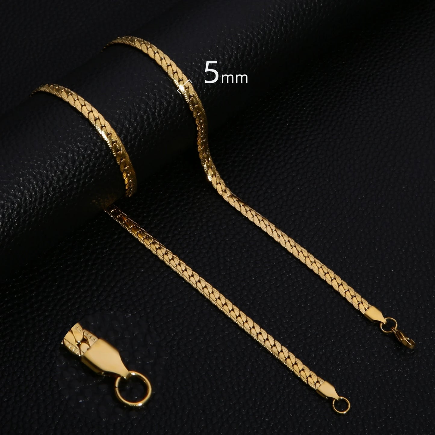 HIYEE Punk 3/4/5/6/7mm Embossed Flat Snake Chain Necklace Gold/Silver Colored Stainless Steel Chain Men Women Fashion Jewelry