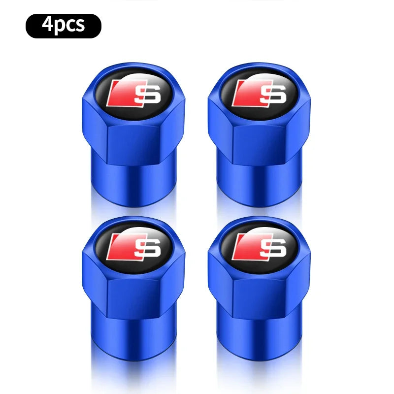 4pcs Car Wheel Tire Valve Caps Tyre Stem Covers Airdust Waterproof For Audi Sline A3 A4 A5 A6 A7 A8 Q3 Q5 Q8 TT TTS Accessories