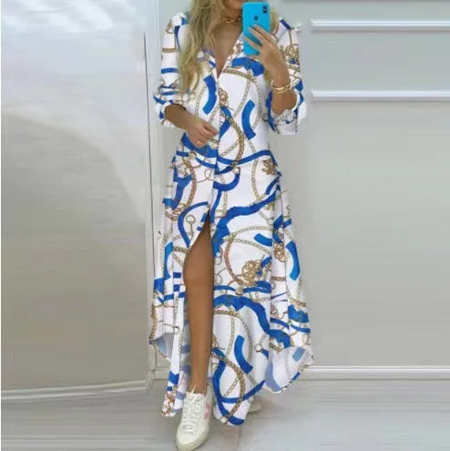 BohoChic: Printed Long Sleeve Casual Maxi Dress