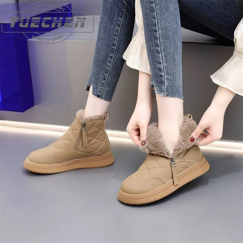 Women'S Winter Snow Boots And Velvet Padded Women'S Cotton Shoes Waterproof And Non-Slip Warm Boots.