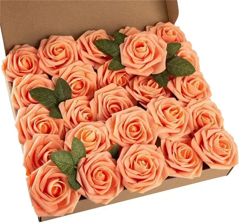 10/25/50Pcs Artificial Rose Flowers Foam Fake Flowers Roses for DIY Wedding Bouquets Party Home Decor Garden Decoration