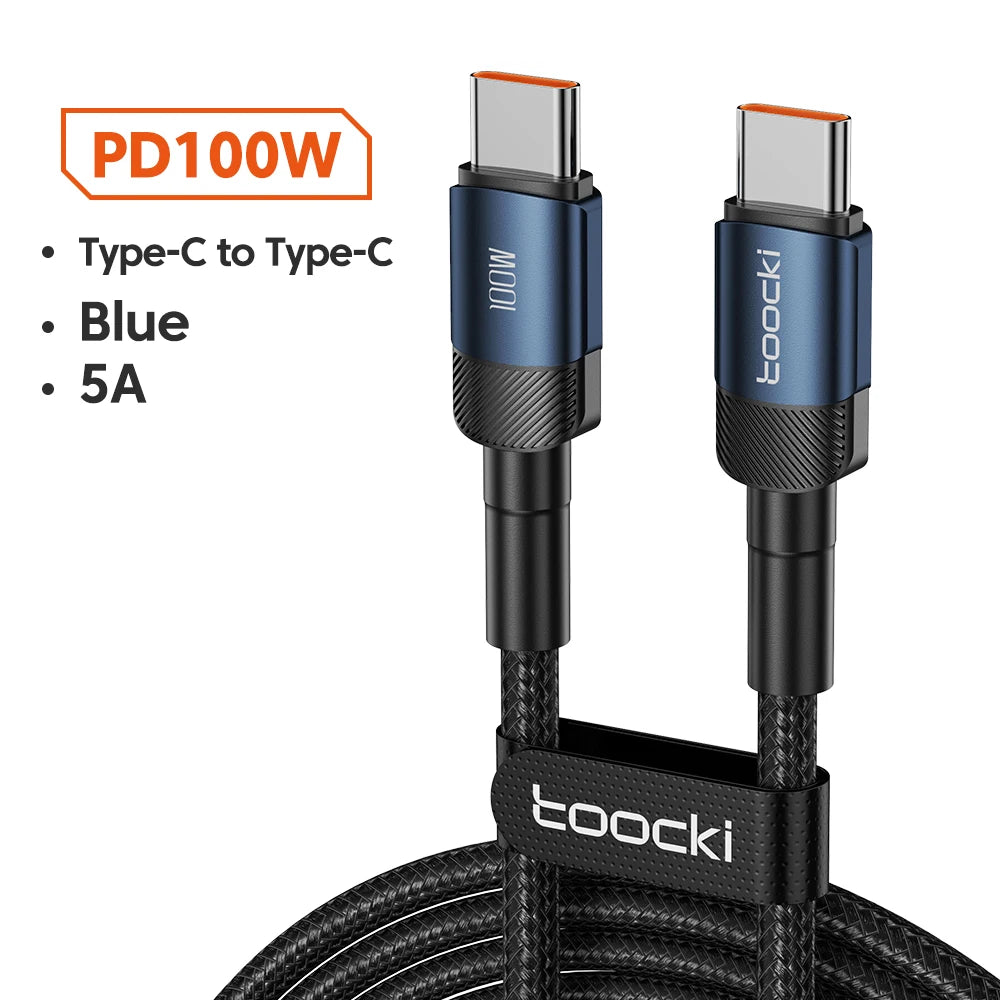 Toocki 100W Type C to USB C Cable PD 3.0 Quick Charge 4.0 Fast Charging Type C to Type C for iPhone 15 Macbook Samsung Xiaomi - Surpriseshopper.com