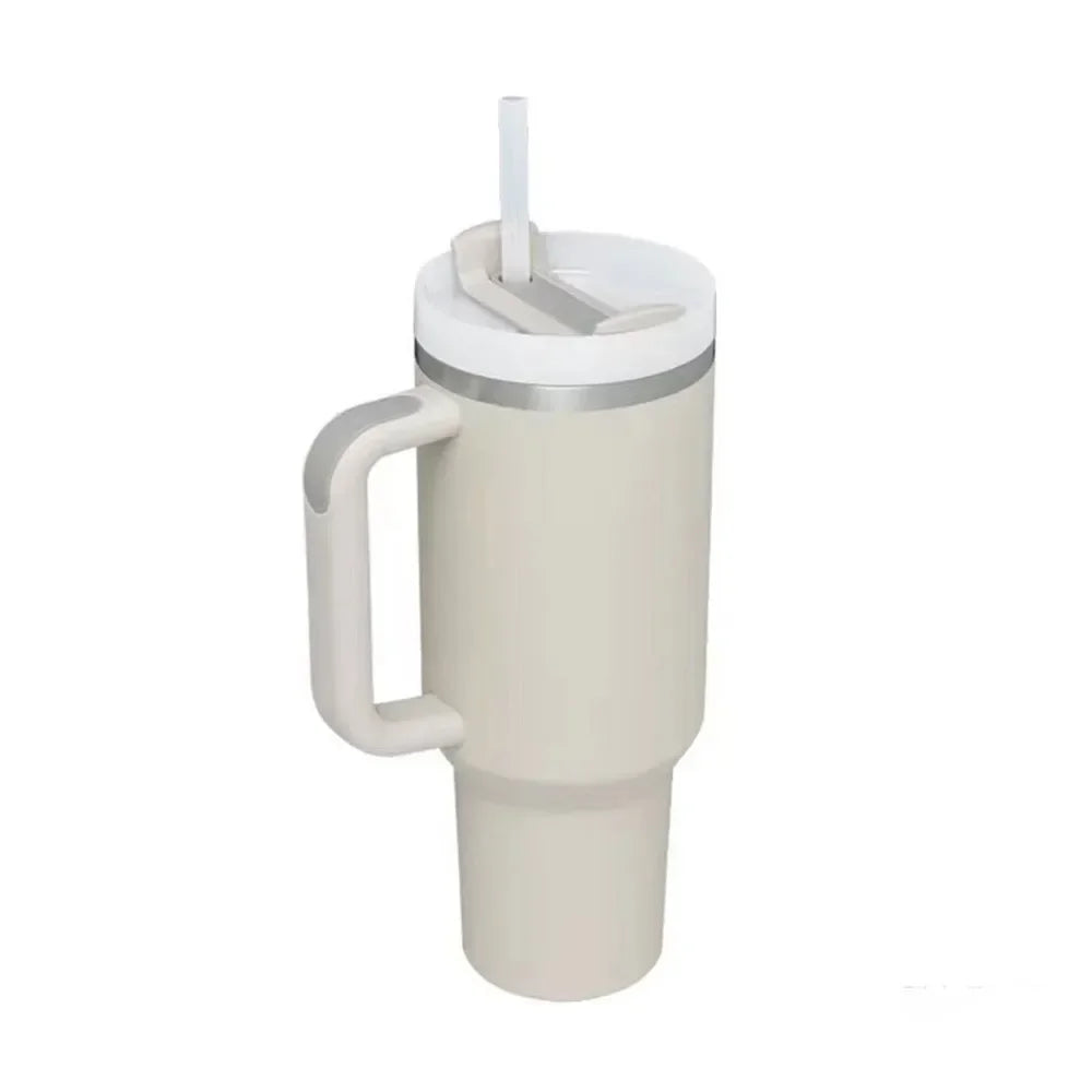 Outdoors Tumbler with Handle Lid Straw 40oz Stainless Steel Water Bottle Vacuum Thermos Cup Travel Thermal Coffee Mug