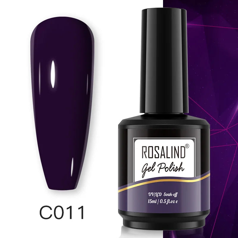 ROSALIND 15ML Pure Colors Nail Polish For Art Manciure Design Gel Nail Base Top Coat Semi Permanent Soak Off UV Gel Nail Varnish - Surpriseshopper.com