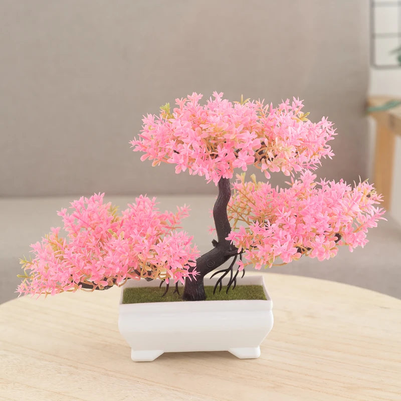 Artificial Plants Small Bonsai Tree Pot Fake Flowers Potted Ornaments For Vase Home Room Table Wedding Decoration Garden Decor