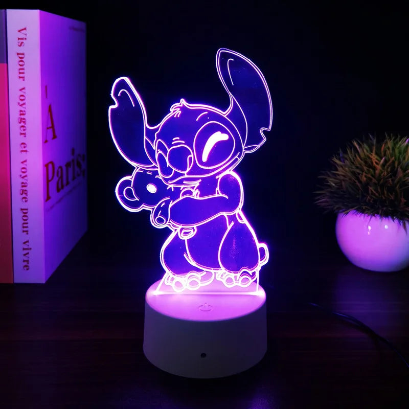 3D Illusion Stitch Night Light with Remote Control and Smart Touch Room Decor Lamp Birthday Valentine's Day Christmas Gifts