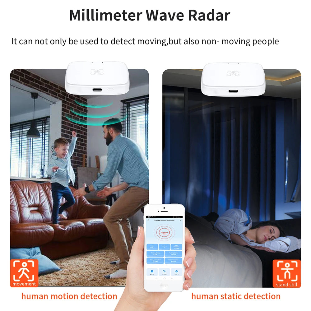 Tuya WiFi /Zigbee Human Presence Detector Smart Human Body PIR Sensor Radar Detector Microwave Motion Sensors